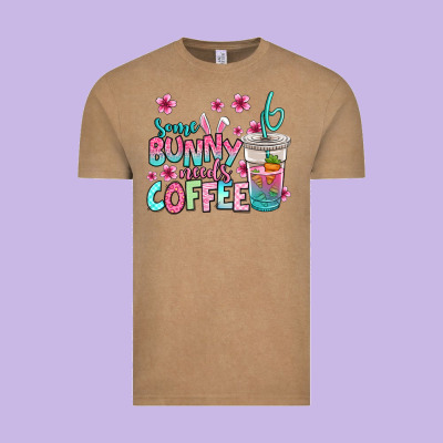 Some Bunny Needs Coffee Easter Vintage Tee Designed By Jasminsmagicworld
