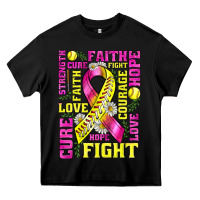 Black breast cancer softball ribbon love cure fight bbs Heavy Core Tee - BundleAndBundleShop