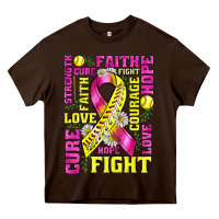 Chocolate Brown breast cancer softball ribbon love cure fight bbs Heavy Core Tee - BundleAndBundleShop