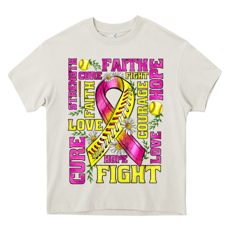Breast Cancer Softball Ribbon Love Cure Fight Bbs Heavy Core Tee by BundleAndBundleShop | Teevron