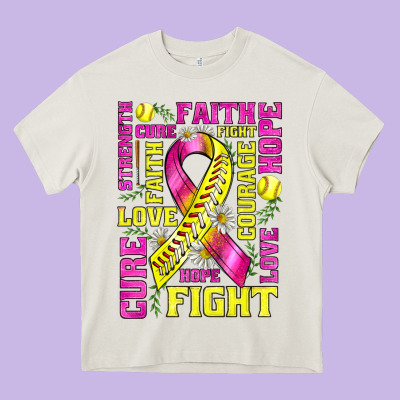 Breast Cancer Softball Ribbon Love Cure Fight Bbs Heavy Core Tee Designed By Bundleandbundleshop