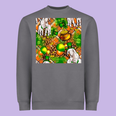 St. Patrick's Goat Family With Balloons Seamless Heavyweight Sweatshirt Designed By Fadigitalartstudio