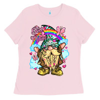 Bubblegum Pink best mom gnome rainbow clouds butterfly glitter Ladies Tee - LillyAllenDesigns