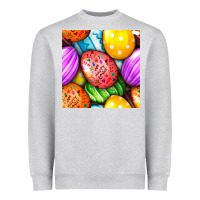 Heather Grey Happy Easter Eggs Seamless Pattern Heavyweight Sweatshirt - BundleAndBundleShop