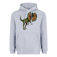Heather Grey Dilophosaurus Heavyweight Hoodie - LillyAllenDesigns