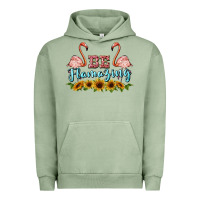 Pigment Oil Green be flamezing flamingo Urban Hoodie - BarkalooDesign