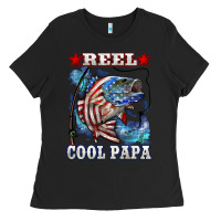 Black reel cool papa american flag bass fishing Ladies Tee - LillyAllenDesigns