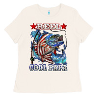 Bone reel cool papa american flag bass fishing Ladies Tee - LillyAllenDesigns