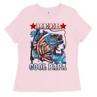 Bubblegum Pink reel cool papa american flag bass fishing Ladies Tee - LillyAllenDesigns