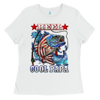 White reel cool papa american flag bass fishing Ladies Tee - LillyAllenDesigns