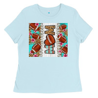 Baby Blue american football mom Ladies Tee - LillyAllenDesigns