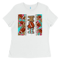 White american football mom Ladies Tee - LillyAllenDesigns