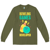 Army Green Bowling Games Developer Long Sleeve Tee - lanVoArt