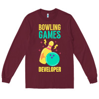 Burgundy Bowling Games Developer Long Sleeve Tee - lanVoArt