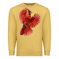 Antique Gold Flying Northern Cardinal Bird Premium Sweatshirt - LillyAllenDesigns