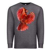 Charcoal Heather Flying Northern Cardinal Bird Premium Sweatshirt - LillyAllenDesigns