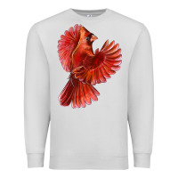 Dove Grey Flying Northern Cardinal Bird Premium Sweatshirt - LillyAllenDesigns