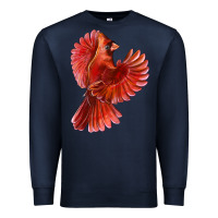 Navy Flying Northern Cardinal Bird Premium Sweatshirt - LillyAllenDesigns