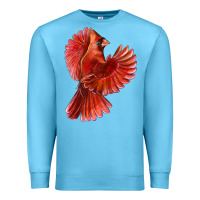 Ocean Blue Flying Northern Cardinal Bird Premium Sweatshirt - LillyAllenDesigns