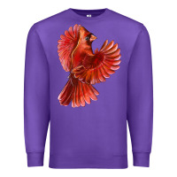 Purple Flying Northern Cardinal Bird Premium Sweatshirt - LillyAllenDesigns