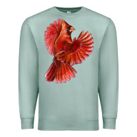 Seafoam Flying Northern Cardinal Bird Premium Sweatshirt - LillyAllenDesigns