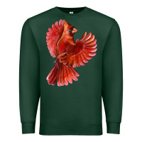 Sports Green Flying Northern Cardinal Bird Premium Sweatshirt - LillyAllenDesigns