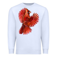 White Flying Northern Cardinal Bird Premium Sweatshirt - LillyAllenDesigns