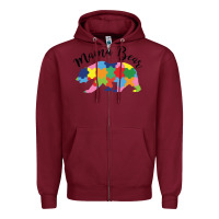 Burgundy mama bear Zipper Hoodie - CowhideDigitalArt