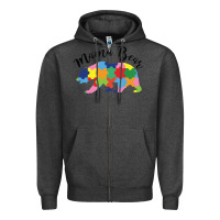Charcoal Heather mama bear Zipper Hoodie - CowhideDigitalArt