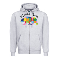 Heather Grey mama bear Zipper Hoodie - CowhideDigitalArt
