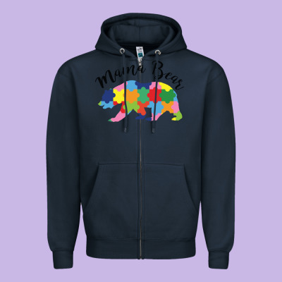 Mama Bear Zipper Hoodie Designed By Cowhidedigitalart
