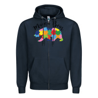 Navy mama bear Zipper Hoodie - CowhideDigitalArt