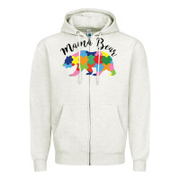 Oatmeal Heather mama bear Zipper Hoodie - CowhideDigitalArt