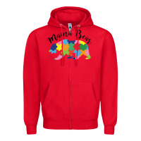 Red mama bear Zipper Hoodie - CowhideDigitalArt