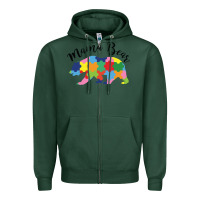 Sports Green mama bear Zipper Hoodie - CowhideDigitalArt