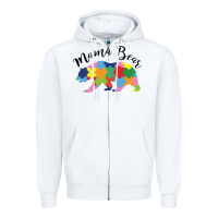 White mama bear Zipper Hoodie - CowhideDigitalArt