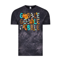 Cloud Black Gobble Gobble Gobble with Turkey Vintage Tee - texasbilliewilder