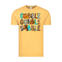 Vintage Mustard Gobble Gobble Gobble with Turkey Vintage Tee - texasbilliewilder