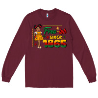 Burgundy free ish since 1865 black girl peekaboo juneteenth Long Sleeve Tee - CowGirlArtShop