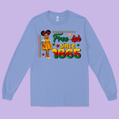 Free Ish Since 1865 Black Girl Peekaboo Juneteenth Long Sleeve Tee Designed By Cowgirlartshop