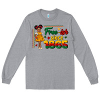 Heather Grey free ish since 1865 black girl peekaboo juneteenth Long Sleeve Tee - CowGirlArtShop