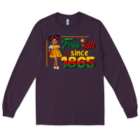 Plum free ish since 1865 black girl peekaboo juneteenth Long Sleeve Tee - CowGirlArtShop