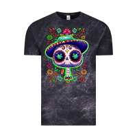 Cloud Black Mexican Day of dead sugar skull Vintage Tee - NancyCooperArtShop