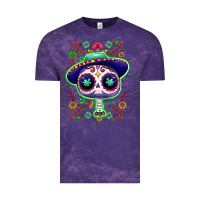 Cloud Purple Mexican Day of dead sugar skull Vintage Tee - NancyCooperArtShop