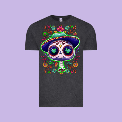 Mexican Day Of Dead Sugar Skull Vintage Tee Designed By Nancycooperartshop