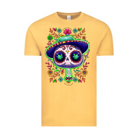 Vintage Mustard Mexican Day of dead sugar skull Vintage Tee - NancyCooperArtShop