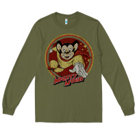 Army Green distressed mighty Long Sleeve Tee - lanVoArt
