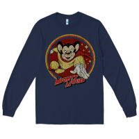 Navy distressed mighty Long Sleeve Tee - lanVoArt
