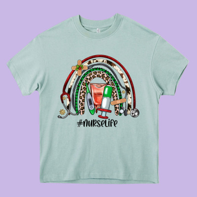 Christmas Nurselife Rainbow Heavy Core Tee Designed By Jahusdesignshop