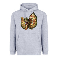 Heather Grey dilophosaurus face Heavyweight Hoodie - LillyAllenDesigns